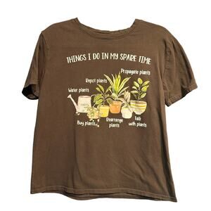 Graphic Tee Size Medium Gardening Plant Lover Charcoal Gray Botanical